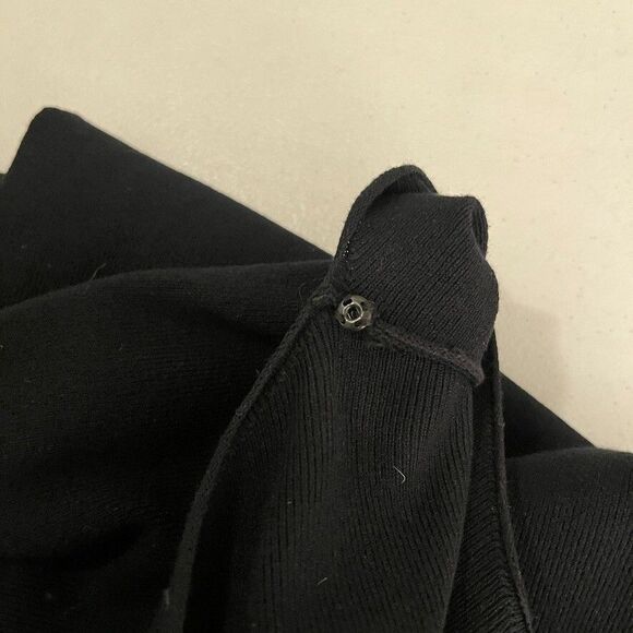 MM Lafleur T-Shirt Women's Medium Rib Knit Long Sleeve Minimal Black Top - Picture 7 of 9